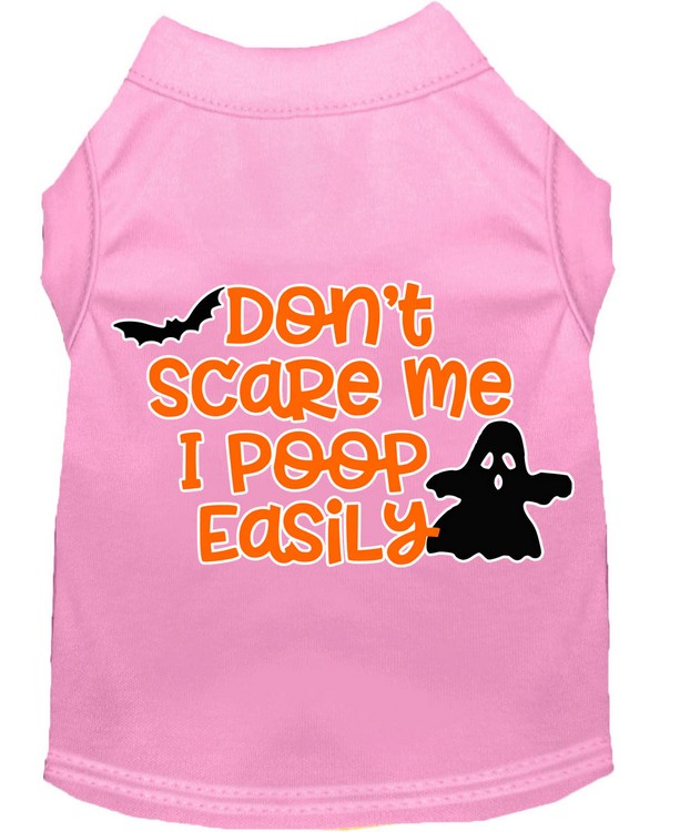 Don't Scare Me, Poops Easily Screen Print Dog Shirt Light Pink XS